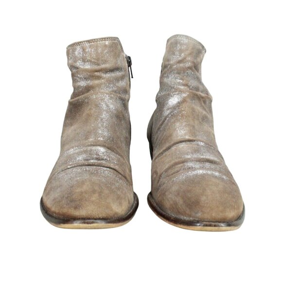 Seychelles Metallic Brown Slouch Side Zip Almond Toe Ankle Boots Size 10 - Picture 4 of 9